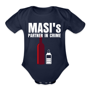 Masi's Partner in Crime - Unisex Baby Onesie - dark navy