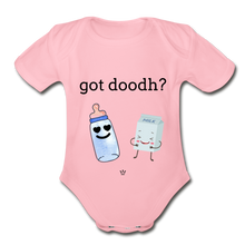 Load image into Gallery viewer, Got doodh? - Organic Short Sleeve Baby Bodysuit - light pink
