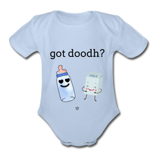 Load image into Gallery viewer, Got doodh? - Organic Short Sleeve Baby Bodysuit - sky
