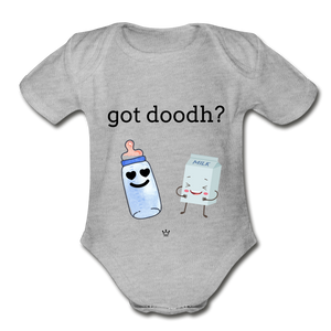 Got doodh? - Organic Short Sleeve Baby Bodysuit - heather gray