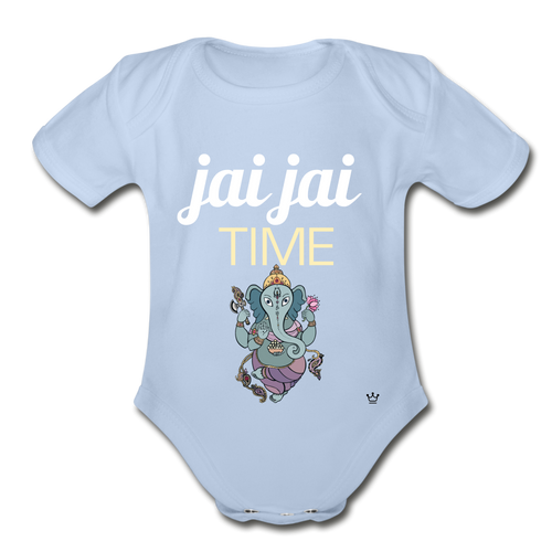 Jai Jai Time - Organic Short Sleeve Baby Bodysuit - sky
