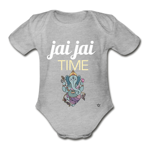 Jai Jai Time - Organic Short Sleeve Baby Bodysuit - heather gray