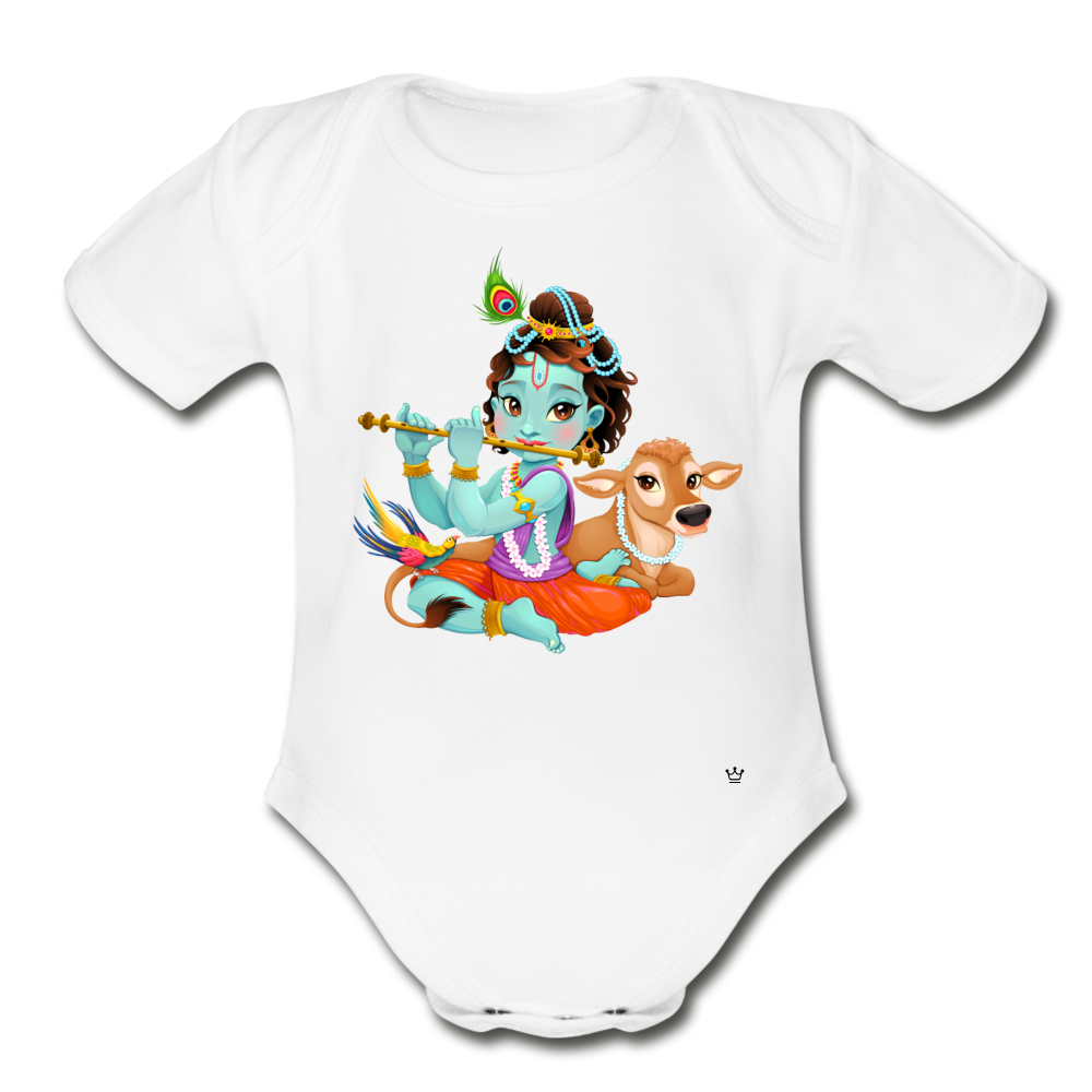 Krishna - Organic Short Sleeve Baby Bodysuit - white