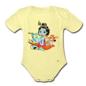 Krishna - Organic Short Sleeve Baby Bodysuit - washed yellow