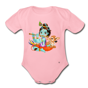 Krishna - Organic Short Sleeve Baby Bodysuit - light pink