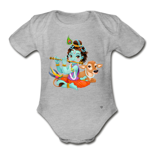 Krishna - Organic Short Sleeve Baby Bodysuit - heather gray