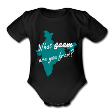 Load image into Gallery viewer, What gaam are you from? Organic Short Sleeve Baby Bodysuit - black
