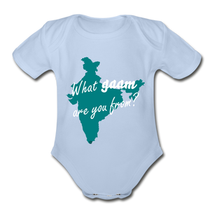 What gaam are you from? Organic Short Sleeve Baby Bodysuit - sky