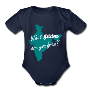 What gaam are you from? Organic Short Sleeve Baby Bodysuit - dark navy
