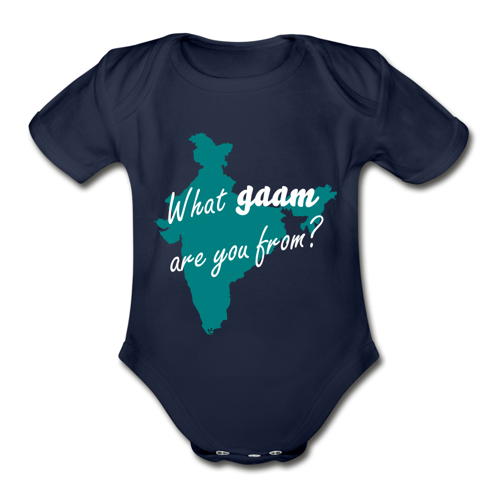 What gaam are you from? Organic Short Sleeve Baby Bodysuit - dark navy