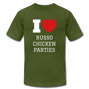 I Love Russo Chicken Parties - Unisex Adult Tee - olive