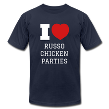 Load image into Gallery viewer, I Love Russo Chicken Parties - Unisex Adult Tee - navy
