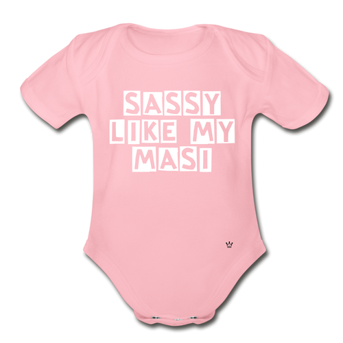 Sassy Like My Masi - Organic Short Sleeve Baby Bodysuit - light pink