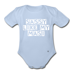 Sassy Like My Masi - Organic Short Sleeve Baby Bodysuit - sky