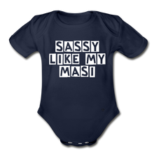 Load image into Gallery viewer, Sassy Like My Masi - Organic Short Sleeve Baby Bodysuit - dark navy
