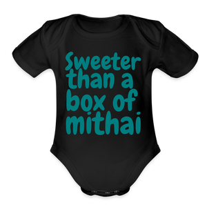 Sweeter Than A Box of Mithai - Baby Onesie - black