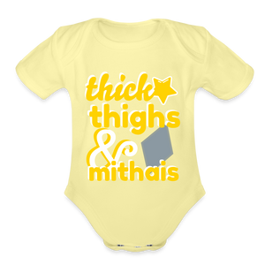 Thick Thighs and Mithais - Baby Onesie - washed yellow